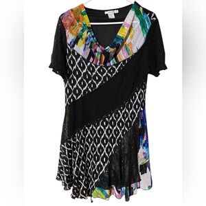Feratelli Mixed Pattern Tunic/Dress Women’s Large Cowl Neck Fairy Whimsigoth